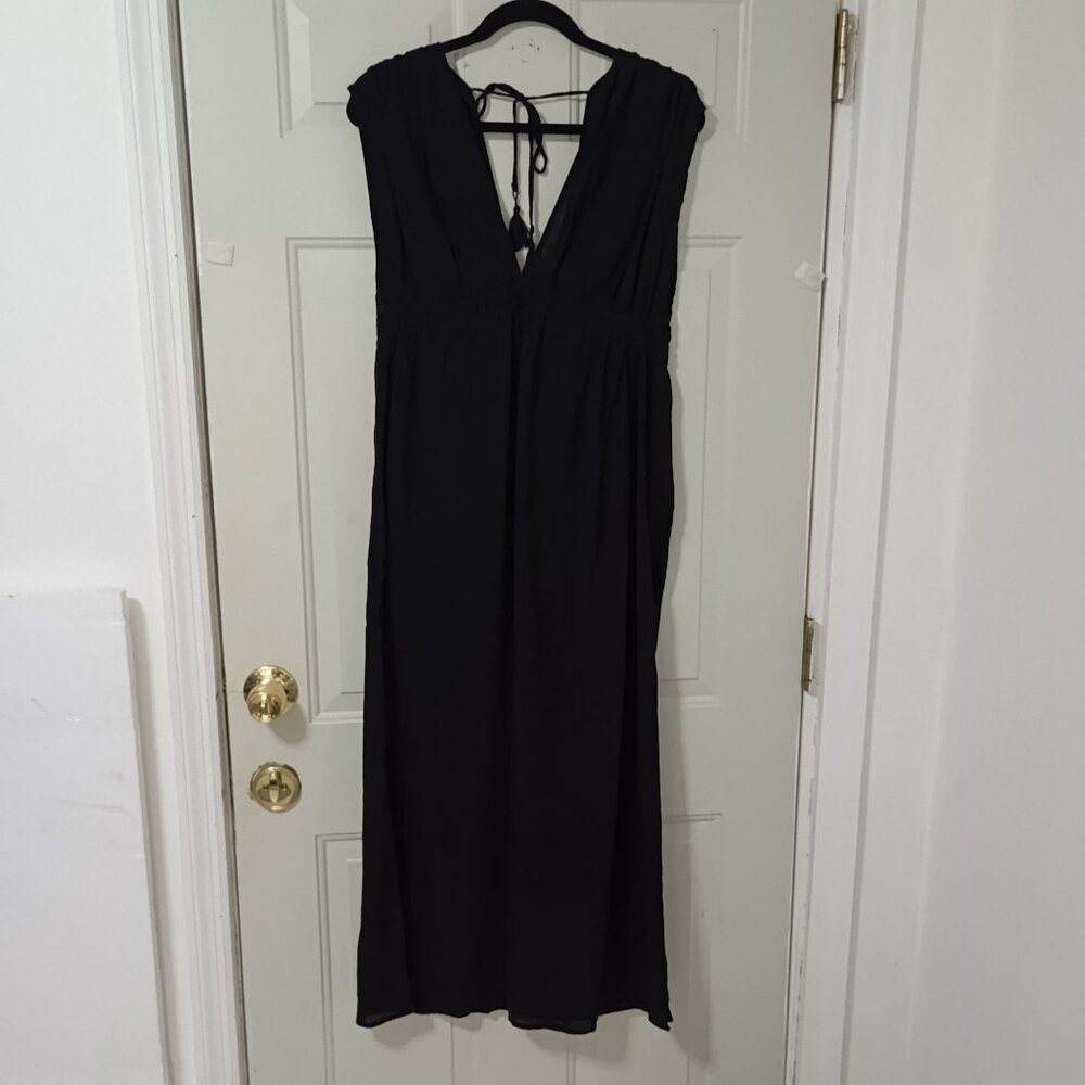 Kona Sol Maxi Dress Womens Black Sleeveless  Size M 100% Cotton Beach Sumer